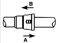 2. После соединения шлангов потяните в разные стороны (А и В) две части