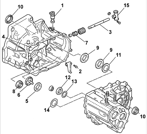 Картер сцепления и компоненты картера коробки передач BF DOHC