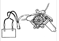 Подсоедините клеммы двигателя стеклоподъемника непосредственно к клеммам
