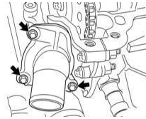 Болты крепления кожуха термостата двигателей 1.0 и 1.2 л DOHC