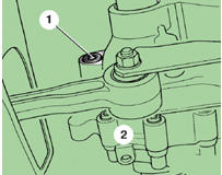 1. Отверните резьбовую пробку 1 маслоналивного отверстия (2 – коробка передач).