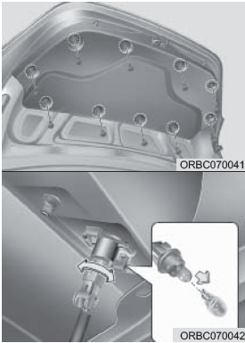 Замена лампы освещения номерного знака