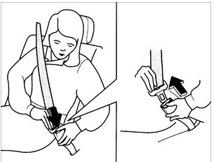 Отстёгивание переднего ремня безопасности