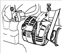 20. Отсоедините электрические разъемы от В-контакта разъема генератора.