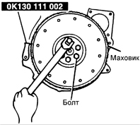 3. Специальным съемником извлеките центральный подшипник из маховика.