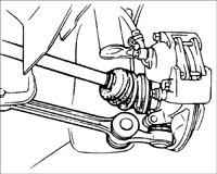 6. От руки наверните гайку крепления приводного вала к ступице переднего