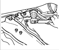 11. Установите продольную тягу передней подвески и закрепите гайкой, затянув