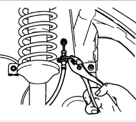 2. Отсоедините тормозной шланг и провод датчика ABS от кронштейна стойки.