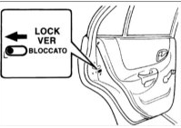 Расположение детского предохранителя задней двери