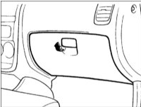 Направление вытягивания ручки для открытия вещевого ящика