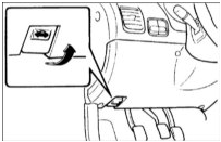 Направления вытягивания рукоятки привода замка капота