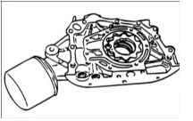 7. Снимите внутреннюю и внешнюю шестерни масляного насоса из передней крышки,