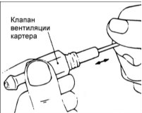 3. Если разрежение не чувствуется, очистите клапан и шланг вентиляции картера
