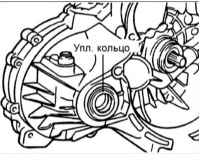 2. Лезвием плоской отвертки снимите уплотнительное кольцо из гнезда коробки передач.
