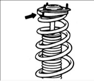 6. Расположите болт крепления опоры пружины так, чтобы совместить проекции прокладок,
