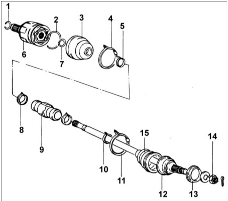 Приводной вал со ШРУСами шарикового и Birfield типа