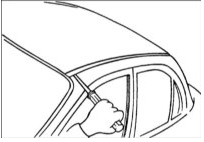 1. Лезвием отвертки, как рычагом, отделите конец молдинга крыши так, как показано